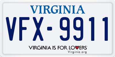 VA license plate VFX9911