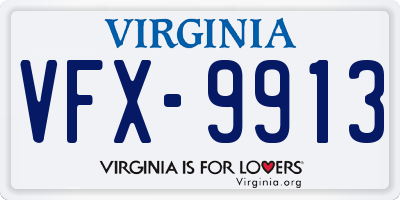 VA license plate VFX9913