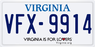VA license plate VFX9914
