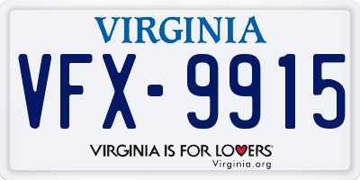 VA license plate VFX9915