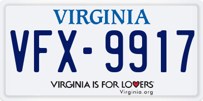 VA license plate VFX9917