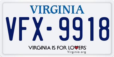 VA license plate VFX9918