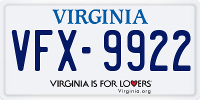 VA license plate VFX9922