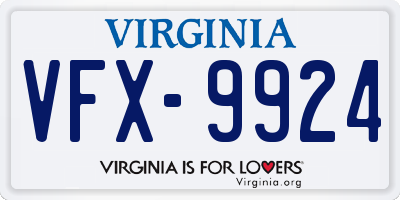 VA license plate VFX9924