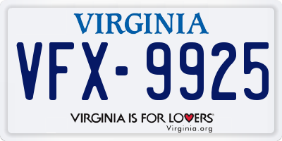 VA license plate VFX9925