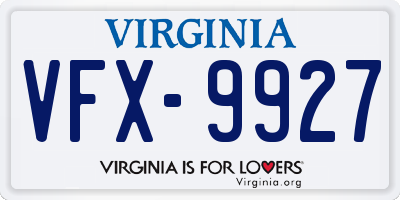 VA license plate VFX9927