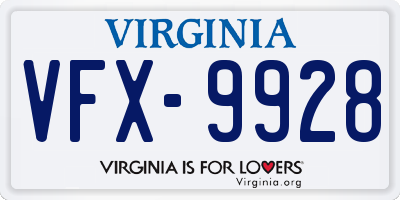 VA license plate VFX9928