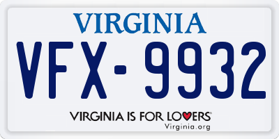VA license plate VFX9932