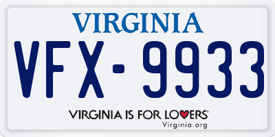 VA license plate VFX9933