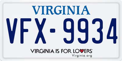 VA license plate VFX9934