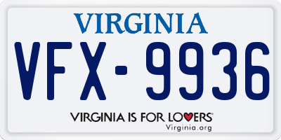 VA license plate VFX9936