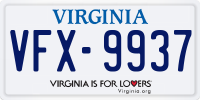 VA license plate VFX9937
