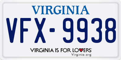 VA license plate VFX9938