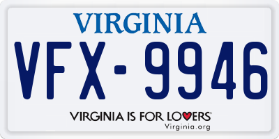 VA license plate VFX9946