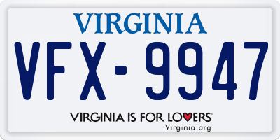 VA license plate VFX9947