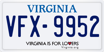 VA license plate VFX9952