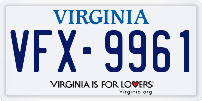 VA license plate VFX9961