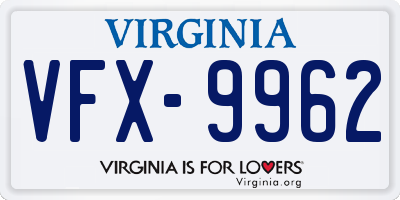 VA license plate VFX9962