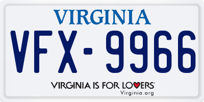 VA license plate VFX9966