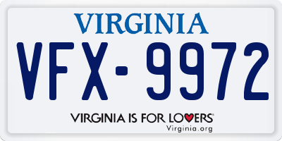 VA license plate VFX9972