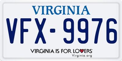 VA license plate VFX9976
