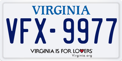 VA license plate VFX9977