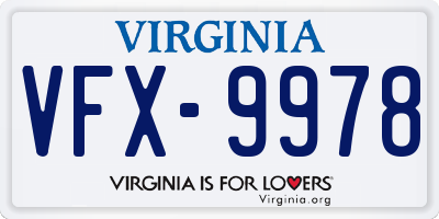 VA license plate VFX9978