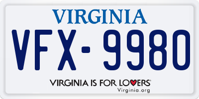 VA license plate VFX9980