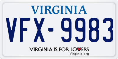 VA license plate VFX9983