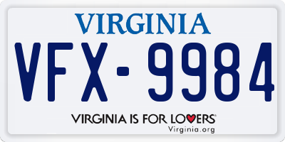 VA license plate VFX9984