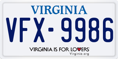 VA license plate VFX9986
