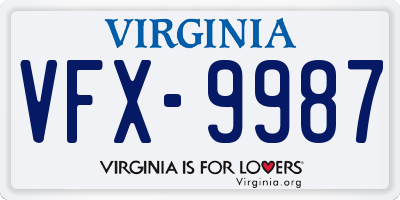 VA license plate VFX9987
