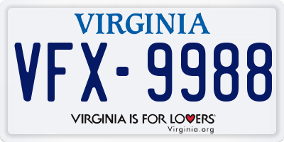 VA license plate VFX9988