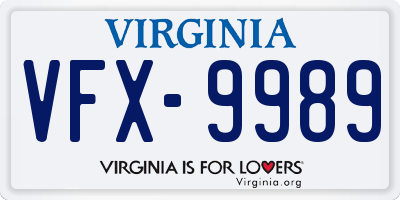 VA license plate VFX9989