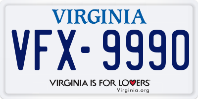 VA license plate VFX9990