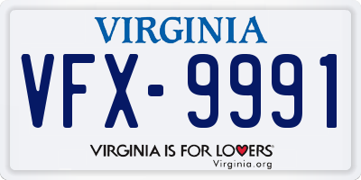 VA license plate VFX9991