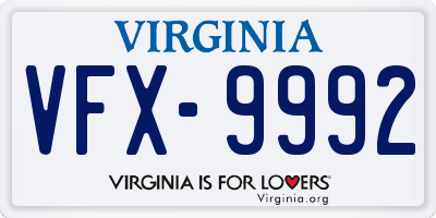 VA license plate VFX9992