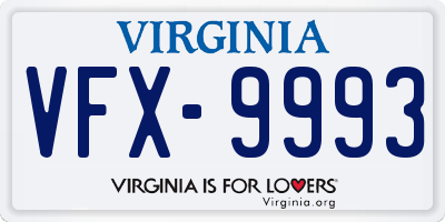 VA license plate VFX9993