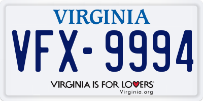VA license plate VFX9994