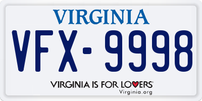 VA license plate VFX9998