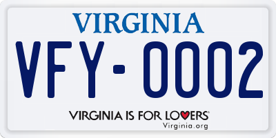 VA license plate VFY0002