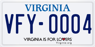 VA license plate VFY0004