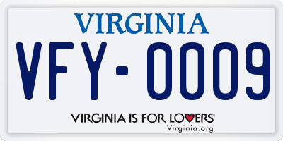 VA license plate VFY0009