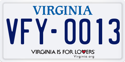 VA license plate VFY0013