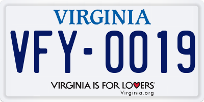 VA license plate VFY0019