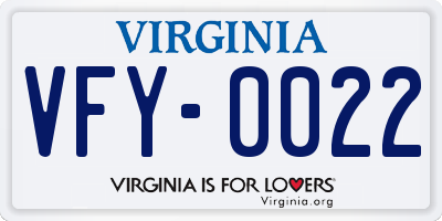VA license plate VFY0022