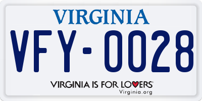VA license plate VFY0028