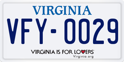 VA license plate VFY0029