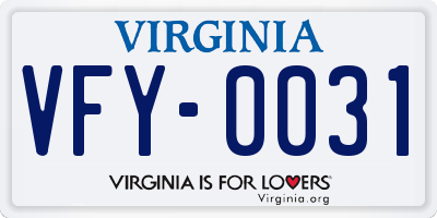 VA license plate VFY0031