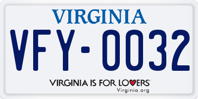 VA license plate VFY0032